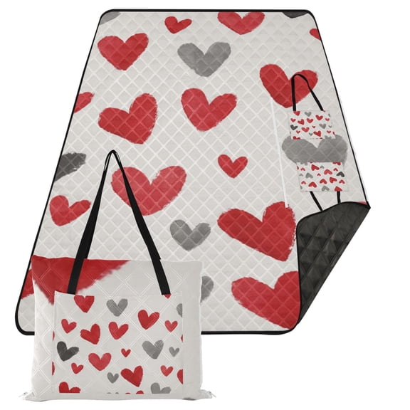 Waterproof Portable Outdoor Blanket For Camping Travel Beach Picnic Mat Folding Red & Gray