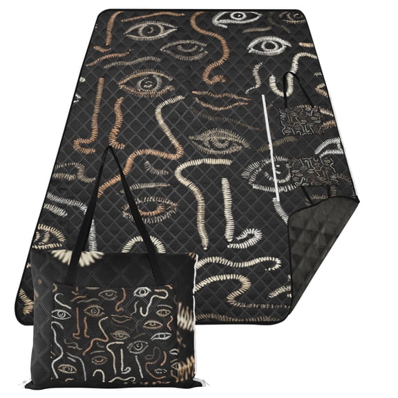 Waterproof Portable Outdoor Blanket For Camping Travel Beach Picnic Mat Folding Simple Line Drawings