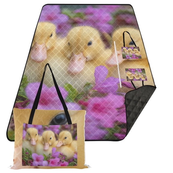 Waterproof Portable Outdoor Blanket For Camping Travel Beach Picnic Mat Folding Yellow Ducklings
