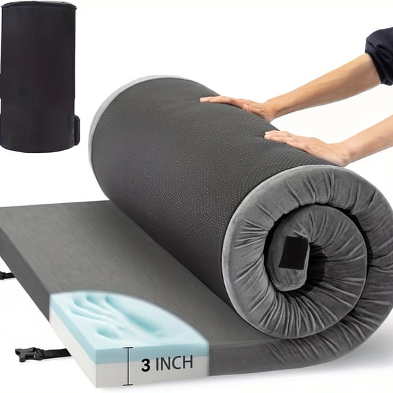 Waterproof Portable Rollaway Mattress – Thick Floor Sleeping Pad with Removable Travel Bag. Memory Foam & Microfiber. Ideal for Car, Truck, Tent,Indoor & Outdoor Use. Multiple Sizes &Colors Available