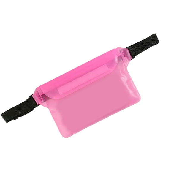 Waterproof Pouch with Adjustable Waist Strap, QQZ Dry Bag Keeps Cell Phones Safe for Kayaking, Large Capacity Touch Screen Phone Pouch for Beach Camping Swimming, Pink
