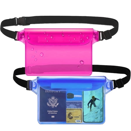 Waterproof Pouch Bag with Adjustable Waist Strap - IP68 Waterproof Waist Bag Screen Touchable Dry Bag with Adjustable Belt for Beach, Swimming, Boating, Fishing, Hiking, etc