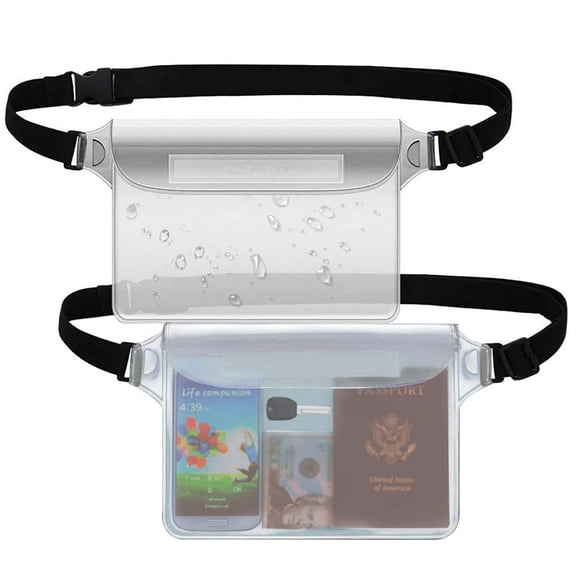 Waterproof Pouch Bag with Adjustable Waist Strap - IP68 Waterproof Waist Bag Screen Touchable Dry Bag with Adjustable Belt for Beach, Swimming, Boating, Fishing, Hiking, etc