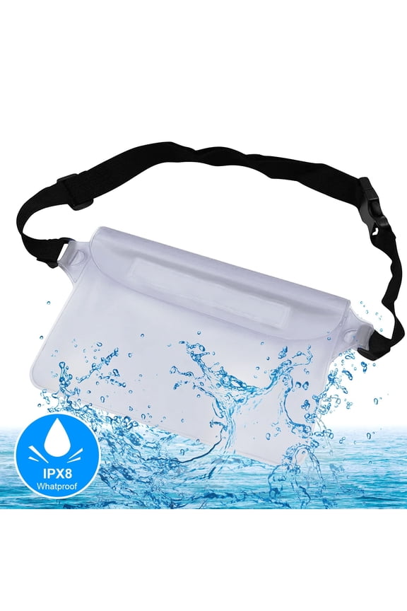 Waterproof Pouch Dry Bag, Fanny Pack with Waist Strap Keep Your Cellphone Cash Safe and Dry Perfect for Boating Swimming Snorkeling Kayaking Beach, Transparent
