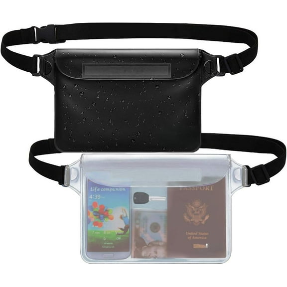 Waterproof Pouch with Waist Strap (2 Pack) | Beach Accessories Best Way to Keep Your Phone and Valuables Safe and Dry | Perfect for Boating Swimming Snorkeling Kayaking Beach Pool Water Park