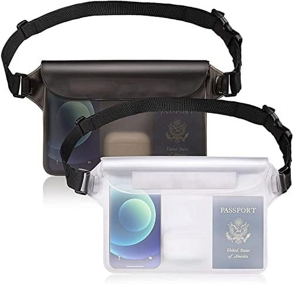 Waterproof Pouch with Waist Strap Beach Accessories Best Way to Keep Your Phone and Valuables Safe and Dry Perfect for Boating Swimming Snorkeling Kayaking Beach Pool Water Park 2Pack Black White Walm...