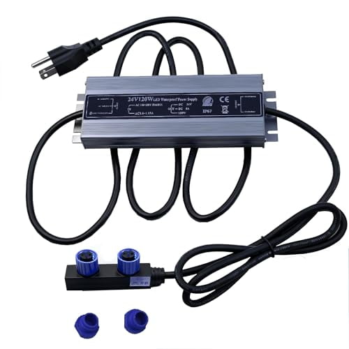 Waterproof Power Supply for Philips Hue Outdoor Lighting -100W, 24V 2-Head Output Waterproof Power Adapter, Suitable for Lily Spot, Lily XL, Calla Pathway, Impress Base, and Impress Wall Lights