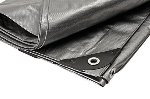 Waterproof Premium Silver Heavy Duty Poly Tarp, 12 x 14 100% UV-Protected, Full Shade Tarpaulin