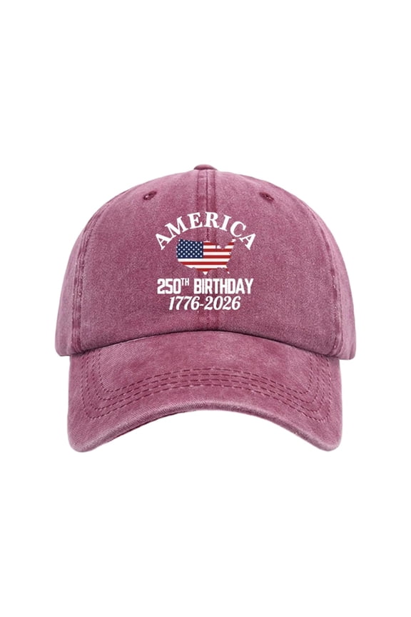 Waterproof Printed 250 Anniversary Baseball Cap, 1776 To 2026 Vintage Washed USA Hat, Adjustable Fit Patriotic Dad Cap for Jogging Fishing, Durable 4th of July Accessories for Men Women, Multi Color