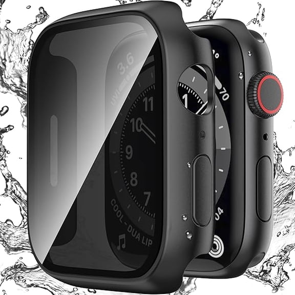 Waterproof Privacy Case Compatible with Apple Watch Series 11 10 46mm with Anti-peep Screen Protector, iWatch Face Cover Protective Bumper for iWatch Case 46mm Black