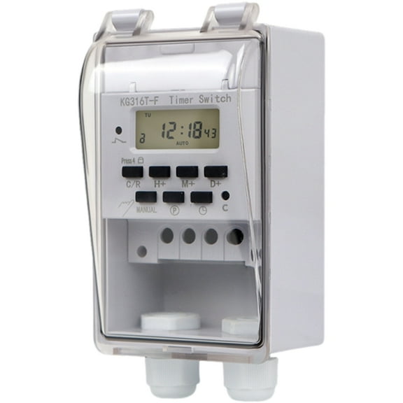Waterproof Programmable Timer Switch with 20 On Off Cycles Heavy Duty Digital Program Controller for Outdoor Indoor Use