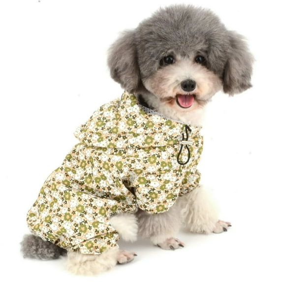 Waterproof Puppy Dog Raincoats with Hood for Small Medium Dogs,Four-Leg Design , Lightweight Jacket