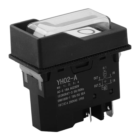 Waterproof Pushbutton Switch for KJD16, 120V 4-Pin Electric Button Switch with IP54 Rating, Suitable for Industrial Machine-Tools and Power Equipment