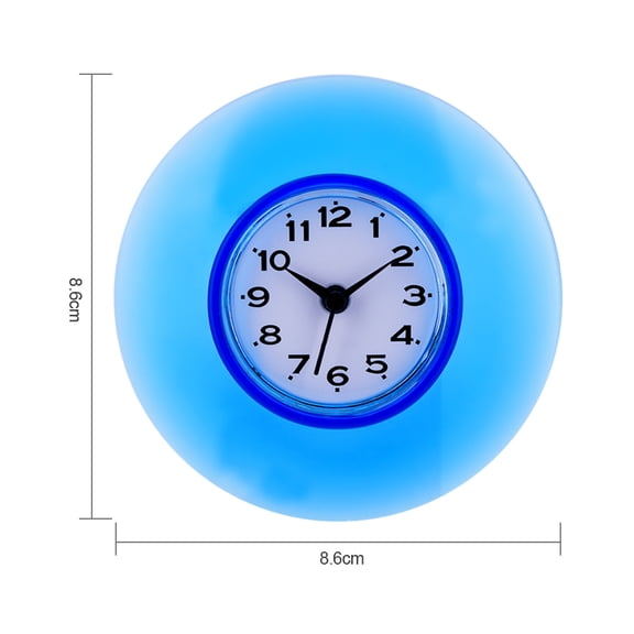 Waterproof Quartz Wall Clock 3.4 Inch Suction Cup Mini Bathroom Shower Timer with Dual Unit Display (3.4 inches / 8.6 cm) Blue