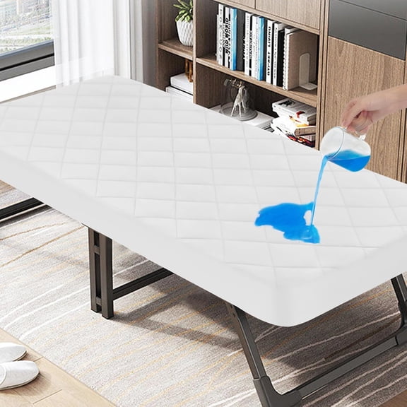 Waterproof Quilted Cot Mattress Pad, Fitted Cot Size Mattress Pads Protector Cover 30" X 75" for Narrow Twin, Breathable Soft Mattress Topper for Camping Sleep, White (Cover Only)