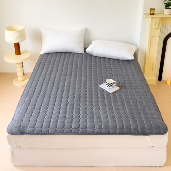 Waterproof Quilted Mattress Protector Cover Thickened Breathable Mattress Topper for Single or Double Bed (Grey,150x200cm)