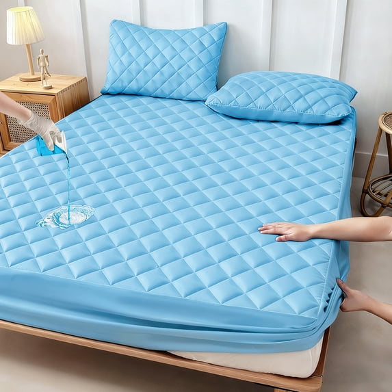 Waterproof Quilted Mattress Protector, Ultra-Soft Fitted Mattress Pad with Deep Pockets, Breathable Cover for Bedroom & Dorm
