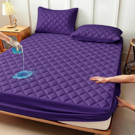 Waterproof Quilted Mattress Protector, Ultra-Soft Fitted Mattress Pad with Deep Pockets, Breathable Cover for Bedroom & Dorm