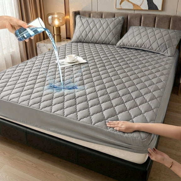 Waterproof Quilted Mattress Protector, Ultra-Soft Fitted Mattress Pad with Deep Pockets, Breathable Cover for Bedroom & Dorm