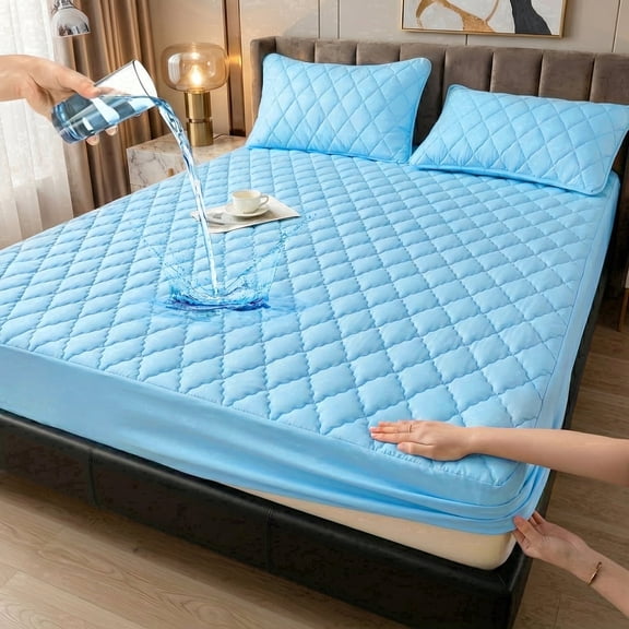 Waterproof Quilted Mattress Protector, Ultra-Soft Fitted Mattress Pad with Deep Pockets, Breathable Cover for Bedroom & Dorm