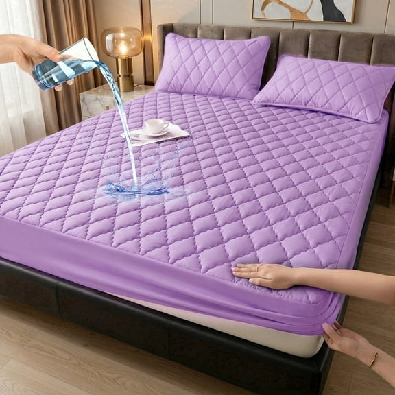 Waterproof Quilted Mattress Protector, Ultra-Soft Fitted Mattress Pad with Deep Pockets, Breathable Cover for Bedroom & Dorm