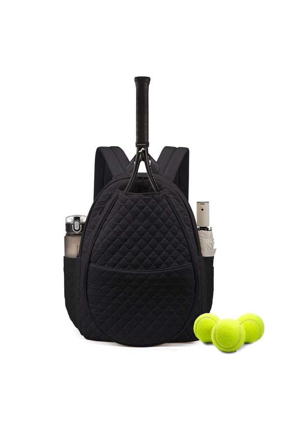 Waterproof Quilted Tennis Backpack Sling Bag for 2 Rackets, Crossbody Sport Bag for Men & Women, Lightweight Durable Gym Daypack for Tennis, Pickleball, Padel