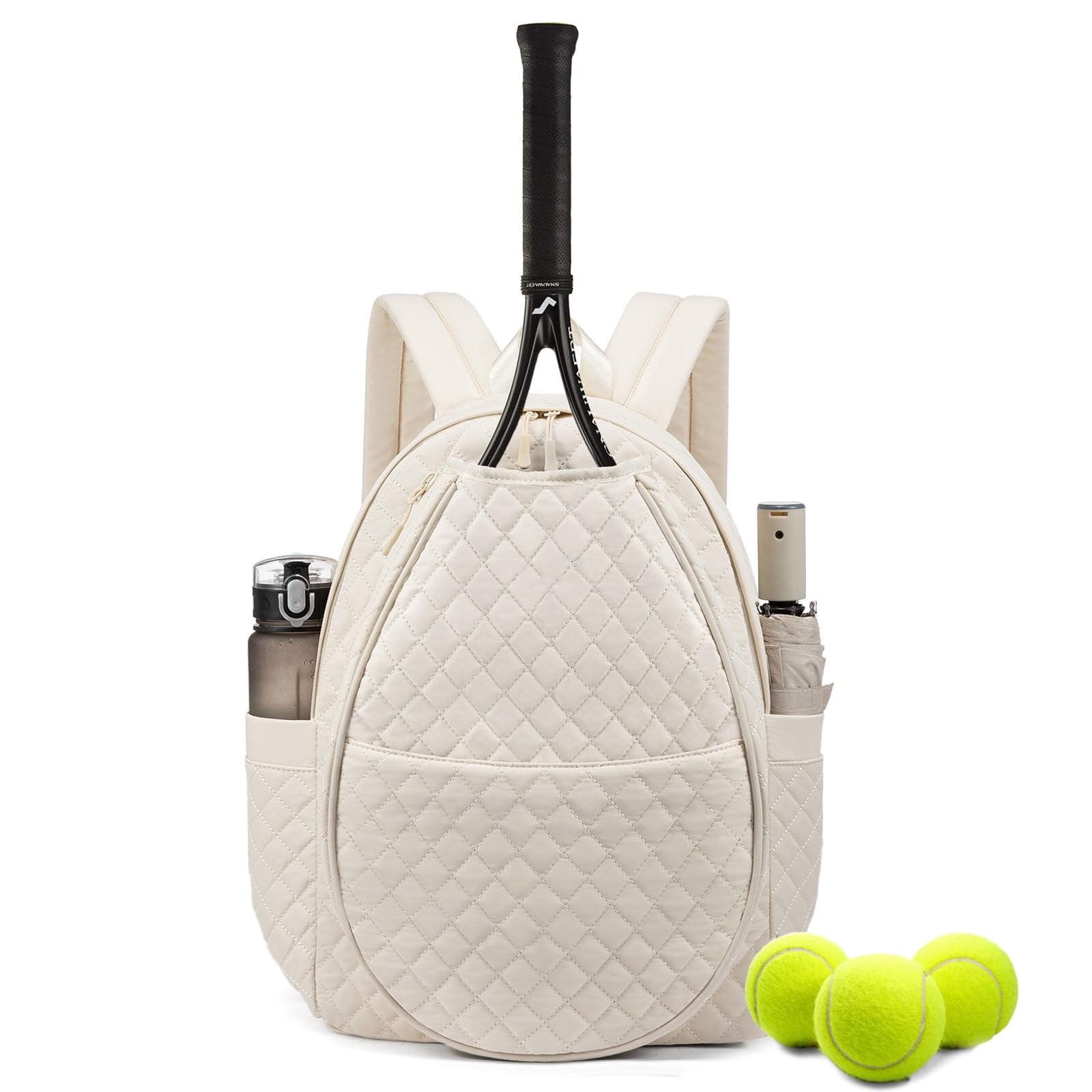 Waterproof Quilted Tennis Backpack Sling Bag for 2 Rackets, Crossbody Sport Bag for Men & Women,  Lightweight Durable Gym Daypack for Tennis, Pickleball, Padel