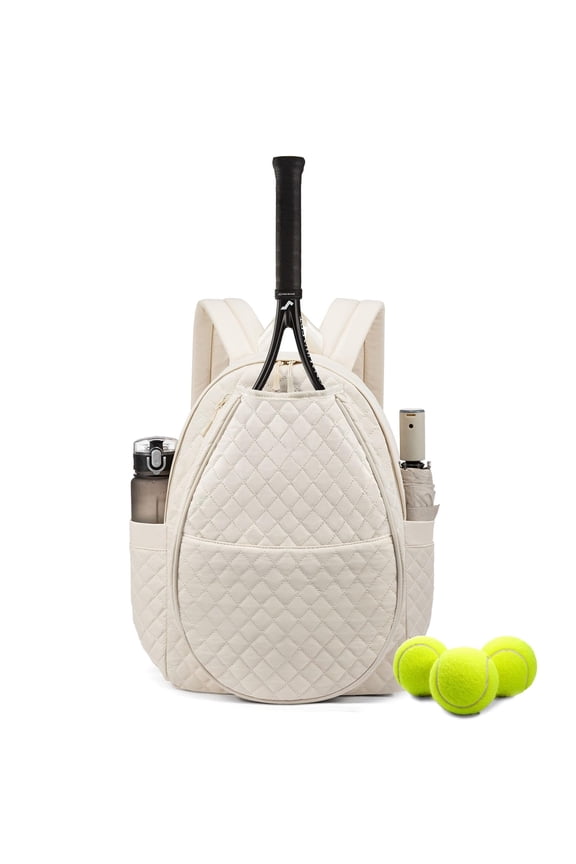 Waterproof Quilted Tennis Backpack Sling Bag for 2 Rackets, Crossbody Sport Bag for Men & Women, Lightweight Durable Gym Daypack for Tennis, Pickleball, Padel