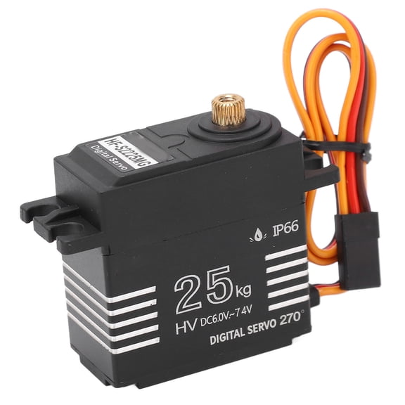 Waterproof RC Digital Servo 25kg High Torque Stainless Steel Gear Steering Servo Motor Unit for 1/8 1/10 Scale RC Car Crawler Truck Buggy Boat Robot Vehicle Modification Upgrades