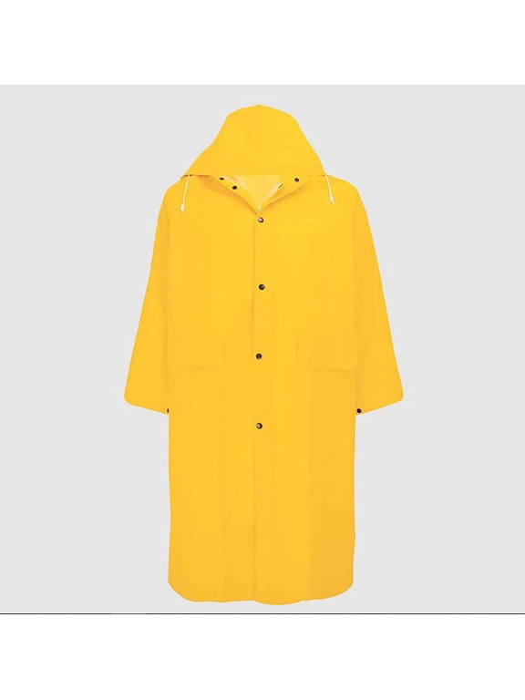Waterproof RCB89 Raincoat with Detachable Hood, Yellow, PVC/Polyester, Size 3XL