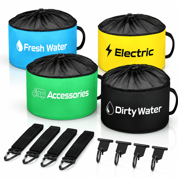 Waterproof RV Hose Storage Bag,RV Utility Bag,Sewer Hose Bag,RV Accessories Bag for Storing Your Water Hose,Black Hose,Electrical,Include 4 Straps and 4 Hooks