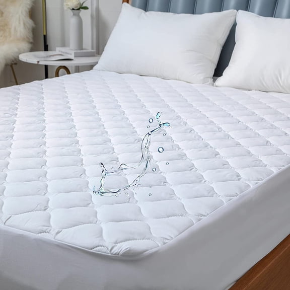 Waterproof RV Narrow King Mattress Protector with Stretch Skirt and Soft Brushed Quilted Surface