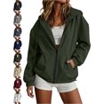 thumbnail image 1 of Waterproof Rain Jacket for Women Hooded Full Zip Long Sleeve Windproof Oversized Outdoor Hiking Winter Jacket, 1 of 9