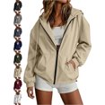 thumbnail image 1 of Waterproof Rain Jacket for Women Hooded Full Zip Long Sleeve Windproof Oversized Outdoor Hiking Winter Jacket, 1 of 9