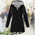 thumbnail image 1 of Waterproof Rain Jacket for Women Mid Length Waist Cut Zebra Striped Lining Coat Windproof Women's Hooded Rainwear Outdoor Sport Causal Outfit, 1 of 5