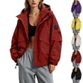 thumbnail image 1 of Waterproof Rain Jackets for Women Oversized Loose And Hooded Windproof Outdoor Mountaineering Water- Full-zip Parka Casual Jacket, 1 of 7