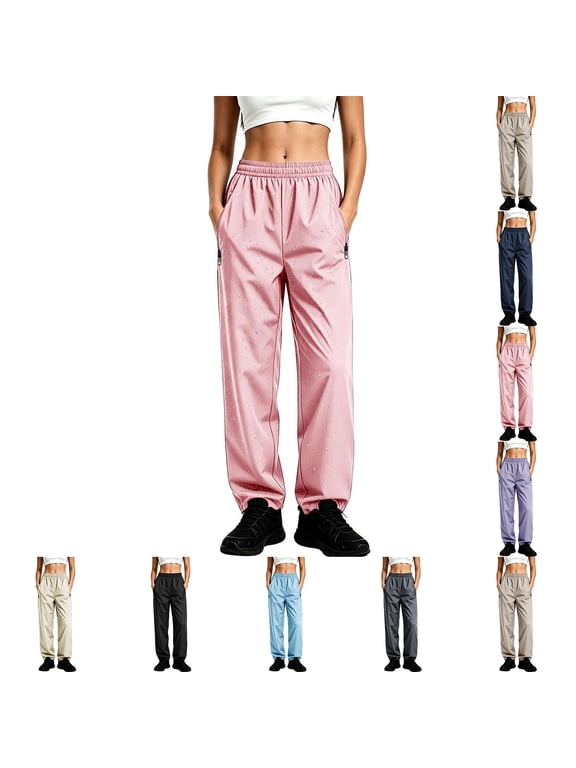 Waterproof Rain Pants for Women Lightweight Fishing Hiking Pants with Zipper Pockets (Pink XXL)