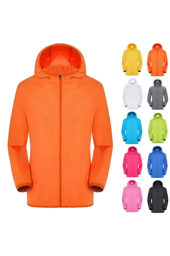 Waterproof Raincoat Jackets for Women Men Windproof Jacket Outdoor Bicycle Sports Quick Dry Windbreaker Coat Top Orange L