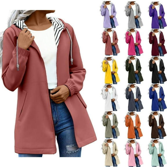 Waterproof Raincoat Jackets for Women Solid Rain Jacket Outdoor Plus Size Hooded Raincoat Windproof Red 3XL Fall