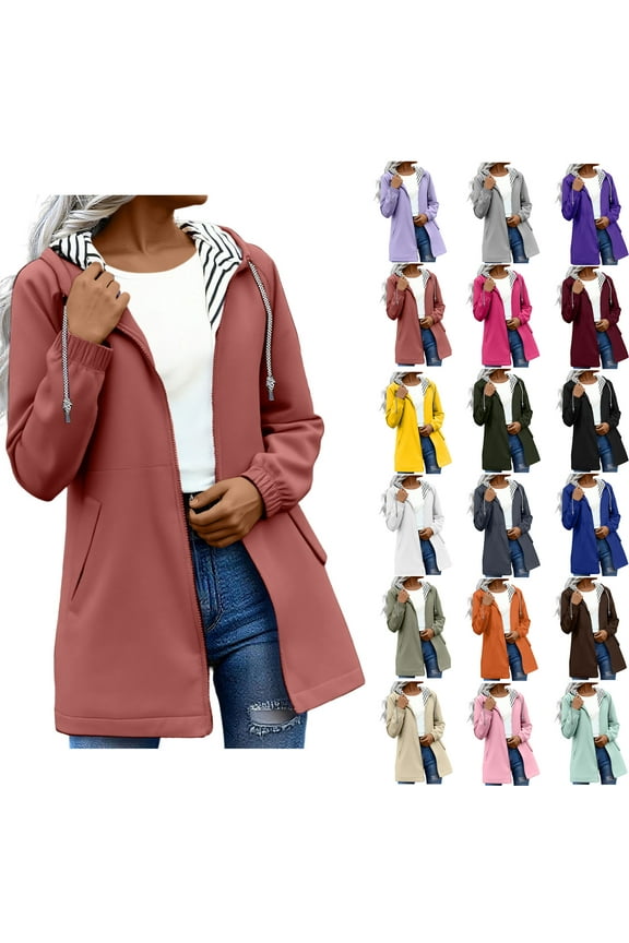 Waterproof Raincoat Jackets for Women Solid Rain Jacket Outdoor Plus Size Hooded Raincoat Windproof Red 3XL Fall