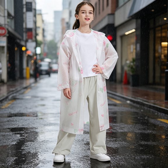 Waterproof Raincoat Reusable Heavy Downpour Protection Hooded Rain Jacket, Thickened Full Length Loose Fit Body Coverage Emergency Poncho for School Commute Outdoor Sports Playgrounds