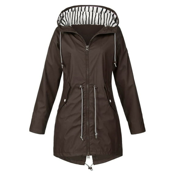 Waterproof,Raincoat for Women with Zipper Rain Jackets Waterproof Lightweight Windbreaker Outdoor Hooded Trench Coat Long Rain Coats,Travel Jacket