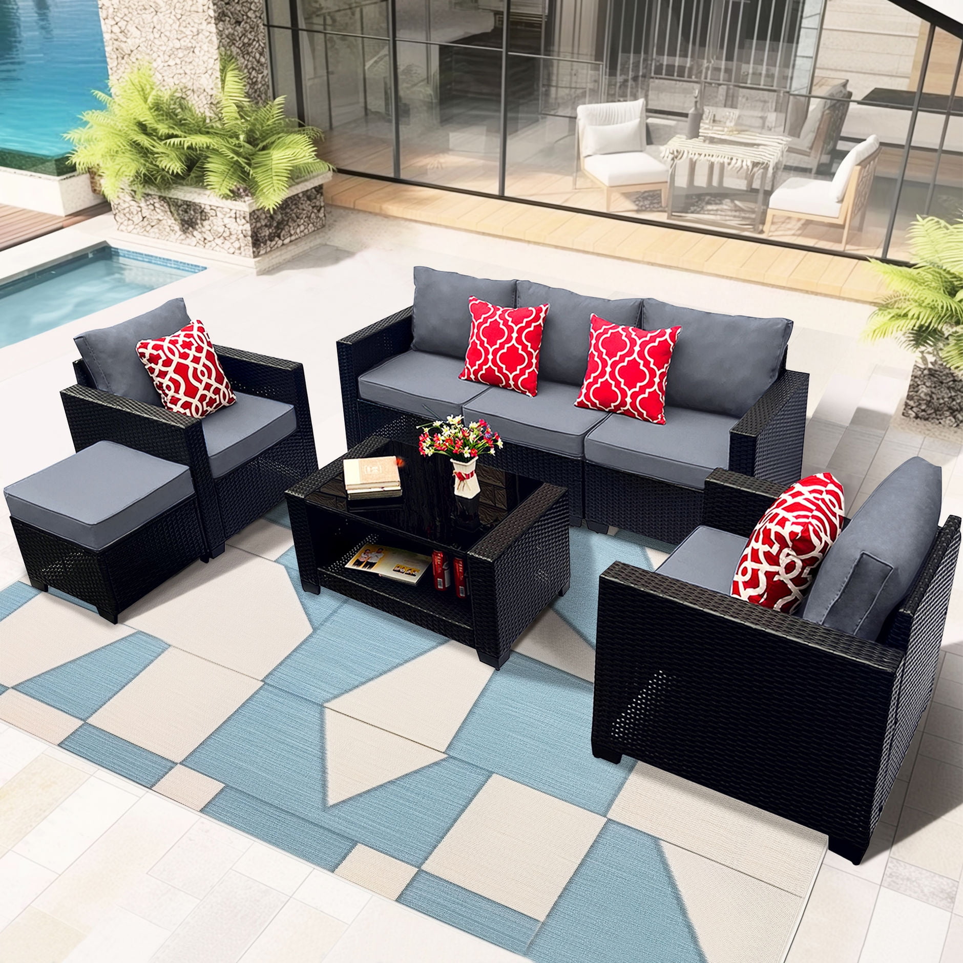 Waterproof Rattan Mesh + Weatherproof Frame”-“Outdoor Dining + Stable ...