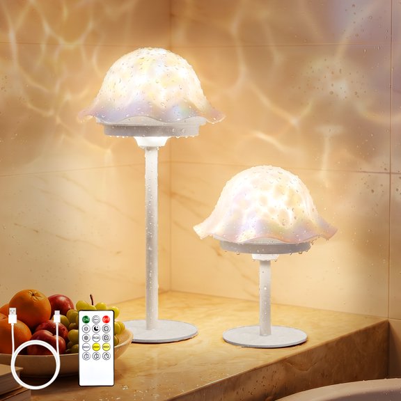 Waterproof Rechargeable Table Lamp 5200mAh 2-in-1 Aurora Wave Table Light with 16 RGB Colors Remote & Touch Control, Bedroom Ambiance Lighting Bathroom Home Decor Gift for Girls Boys Teachers