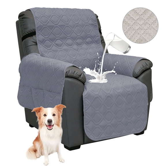 Waterproof Recliner Chair Covers, Anti-Slip Chair Cover with Side Packets, 5 Layers Washable Recliner Cover Couch Slipcovers, Dog Pet Furniture Protector for Small Recliners (Dark Gray,23")