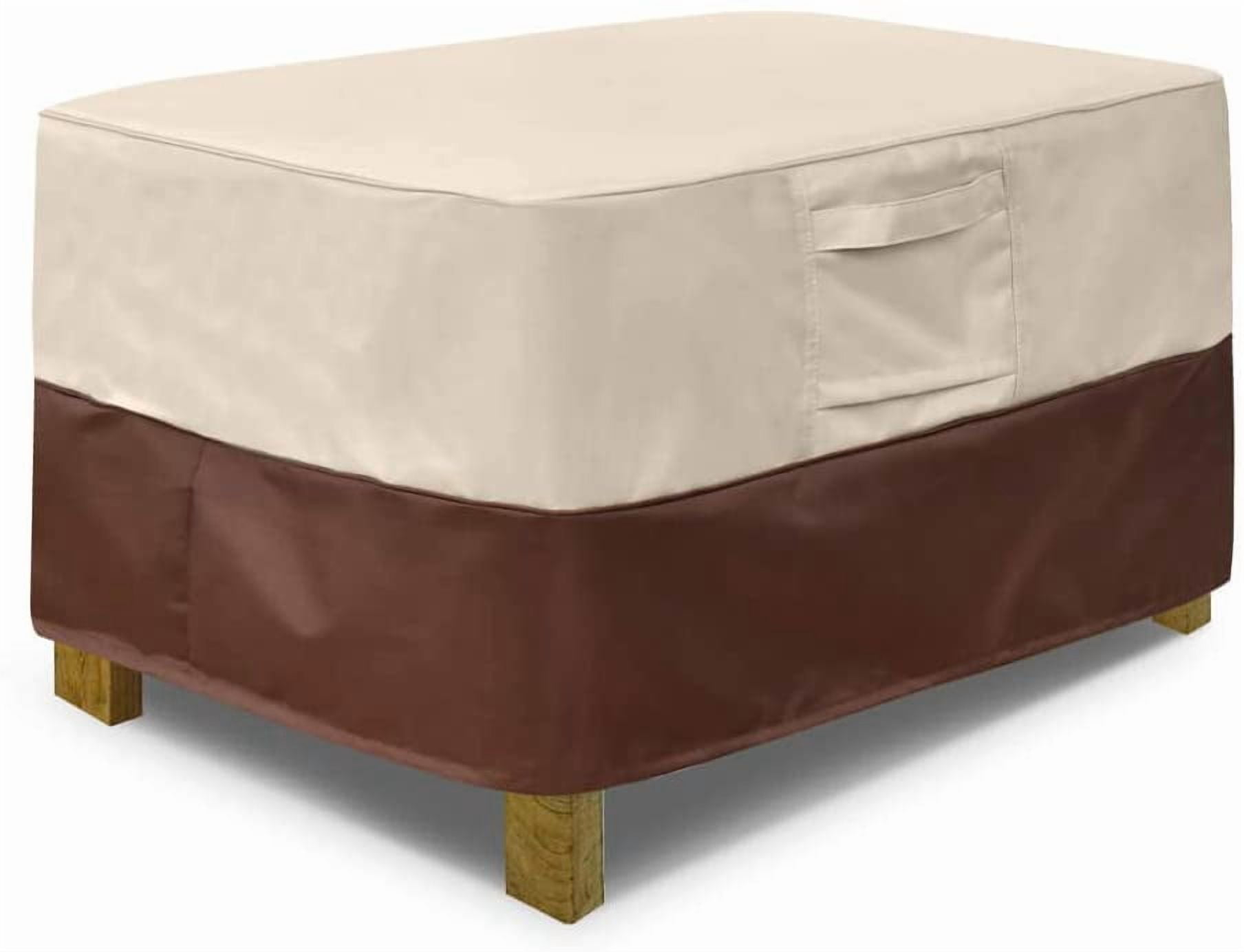 Waterproof Rectangle Patio Ottoman Cover Heavy Duty Outdoor Side Table Cover with Padded Handles Patio Furniture Protector