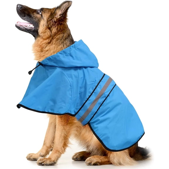 Waterproof Reflective Dog Raincoat - Adjustable Hooded Slicker Poncho Pet Rain Coat, Lightweight Dog Rain Jacket for Small to X- Large Dogs and Puppies