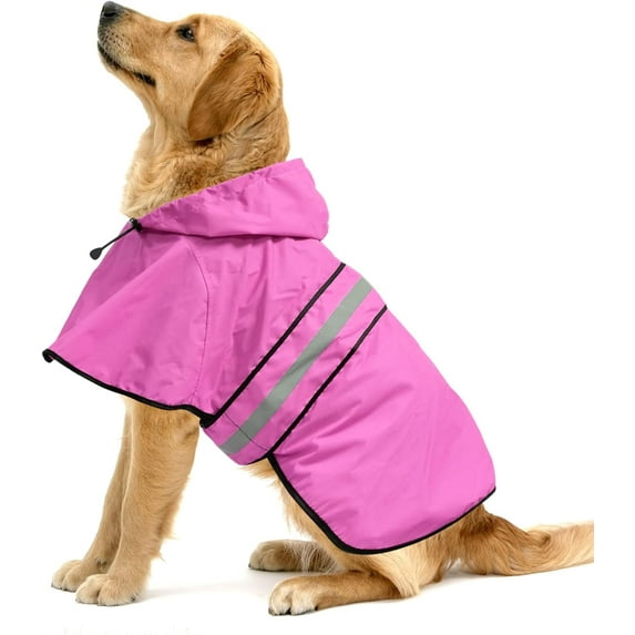 Waterproof Reflective Dog Raincoat - Adjustable Hooded Slicker Poncho Pet Rain Coat, Lightweight Dog Rain Jacket for Small to X- Large Dogs and Puppies