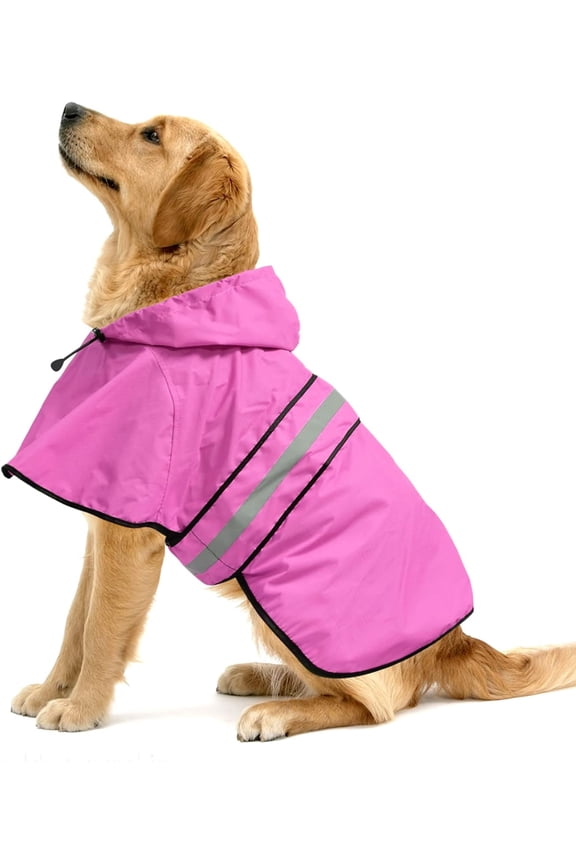 Waterproof Reflective Dog Raincoat - Adjustable Hooded Slicker Poncho Pet Rain Coat, Lightweight Dog Rain Jacket for Small to X- Large Dogs and Puppies