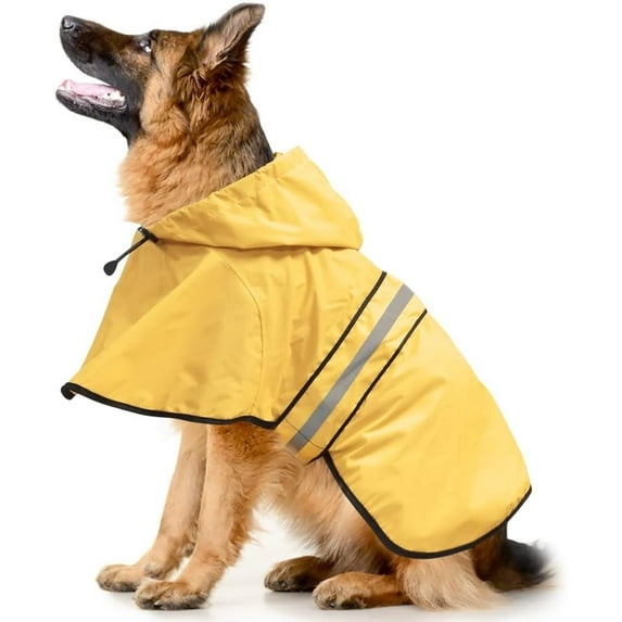 Waterproof Reflective Dog Raincoat - Adjustable Hooded Slicker Poncho Pet Rain Coat, Lightweight Dog Rain Jacket for Small to X- Large Dogs and Puppies